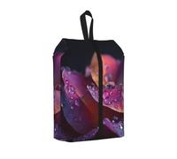 Water Droplets On Rose Petals Printed Travel Shoe Storage Bag Waterproof Jacquard Fabric is Lightweight, with Strong Handle and Central Zipper.