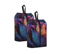 Water Droplets Printed Travel Shoe Storage Bag Waterproof Jacquard Fabric is Lightweight, with Strong Handle and Central Zipper.