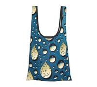 Water Drops Dots Foldable Shopping Bag In Pouch Reusable Shopping Bags