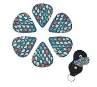 Water Drops Dots Guitar Picks 6 Pack 3 Different Thickness Celluloid Guitar Plectrums with Guitar Pick Holder Personalized Guitar Pick for Acoustic Guitar, Electric Guitar, Bass