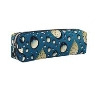 Water Drops Dots Leather Pencil Case Art Utensils Storage Bag Makeup Pouch