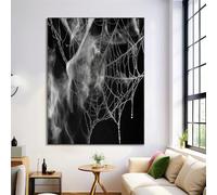 Water Drops Spider Web Posters Decorative Painting Canvas Wall Art Abstract Smoke Decorative Posters, Black And White Living Room Decor Wall Pictures 31X47In (80X120Cm)