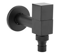 Water Faucet Brass Square Washing Machine Faucet Wall Mount Cold Water Tap Bathroom Faucet, Modern Black Tap for Balcony Mop Sink Basin Garden (G1/2 Thread)
