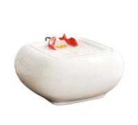 water feature Ceramic Desktop Water Fountain Goldfish Circulating Ornaments Serene Meditation Relaxation(White)