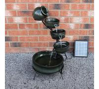 Water Feature Fountain Solar Powered Outdoor Garden Cascade Tiered Patio