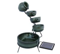 Water Feature Fountain Solar Powered Outdoor Garden Cascade Tiered Patio