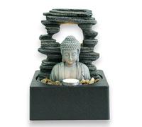 Water Feature Indoor Outdoor LED Fountain - Serene Waterfall Garden Decor in Polyresin, Weather Resistant Design with Pump & LED Light for Relaxation (Buddha Waterfall)