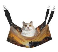 Water Feature Sunset Hues With Two Horses Printed Pet Hammock - Sleeping Hammock For Cats, Rabbits, Ferrets, Puppies, Small Animals