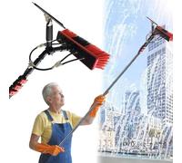 Water Fed Pole Brush Kit Water Fed Cleaning Brush with Squeegee,Solar Panel Window Cleaner Cleaning Brush Telescopic Window Cleaner Solar Panel Cleaning System Washing Kit(12FT/3.6M)