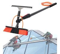 Water Fed Pole Kit - Outdoor Window Cleaner Tool, 3-in-1 Scrubber Brush with Spray Washer & Squeegee for Glass and Solar Panel, 30FT/9M