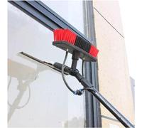 Water Fed Telescopic Brush Kit, Window & Solar Panel Cleaner 6m/20ft | Thick aluminum rod, rotatable brush head with squeegee for glass, solar panel and caravan cleaning
