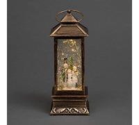 Water Filled Swirling Glitter Musical Lantern USB And Battery Operated LED Christmas Light Nativity Snowing Spinning Xmas Home Snow Globe Decoration Rectangle Shape Snowman Family Scene