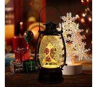 Water Filled Swirling Glitter Musical Lantern USB And Battery Operated LED Christmas Light Nativity Snowing Spinning Xmas Home Snow Globe Decoration Oval Shape Santa Scene