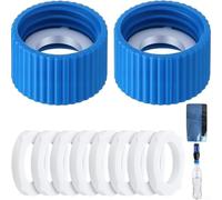 Water Filter Adapter 28mm Coupling Kit for Camping Bottle Connector, Backwash Replacement with Seal Washers, Leak-Proof Docking Port for Outdoor Hiking Gravity Systems(2 lids + 10 washers)