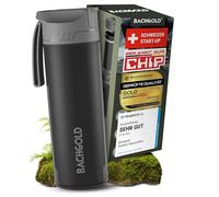 Water Filter Bottle - Bachgold Self-Press Portable Water Filter for Camping & Hiking | Camping Water Filter & Water Purification Bottle for Travel & Outdoor Adventures (Black, 500ml)