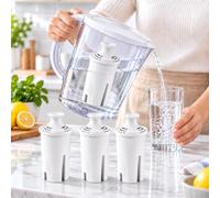 Water Filter Cartridge for BRITA Classic Jug System, White 3 Pack | 3-pack white replacement cartridges with activated carbon and ion exchange resin for fresh daily drinking water.
