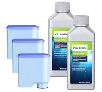 Water Filter & Descaler Maintenance Kit for Philips Coffee Machines | 2×250 ml Descaler, 3×Water Filter CA6903, 1 Cleaning Brush, Compatible with AquaClean Saeco,Descaling & Limescale Prevention