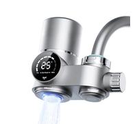 Water Filter for Sink Faucet, Upgraded Faucet Mount Water Filtration System with UV Light and Real-Time Filter Life Indicator, Reduces Lead Chlorine, Heavy Metals (Incl. 1 Filter, 12 adaptors)