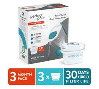 Aqua Optima Perfect Pour Water Filter Jug & 3 Evolve+ Filter Cartridge, 3.6L, Blue - Fridge & Dishwasher Friendly - Reduces Limescale, Chlorine and Other Impurities - By Laica (Packaging May Vary)
