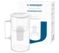 Water filter jug, glass, 3L, Wessper D2 BOROSILICATE with cartridges, white
