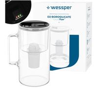Water filter jug, glass, black, 3L, Wessper, LED filter change indicator, filter