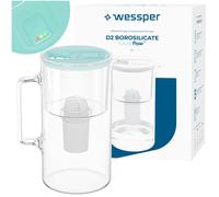 Water filter jug, glass, mint, 3L, Wessper, LED filter change indicator, filter