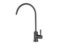 Water Filter Tap for Reverse Osmosis, Gooseneck Kitchen Faucet, Brushed Finish, Black, Easy Installation, Durable Design for Clean Drinking Water