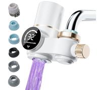 Water Filter Tap with 2 Filters & 6 Adapters, Real-Time Lifespan LED Display UV Light Digital Filter Faucet, Suitable for Faucets with Diameter 15-25mm,Kitchen Bathroom Sink Water Purifier Tap