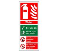 Water fire extinguisher identification sign 80mm x 200mm Self adhesive vinyl sticker - Identify extinguishers and their application (5)