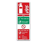 Water Fire Extinguisher Instruction Sign, 300x100mm 1mm Rigid Plastic - Fire Action Safety Signs
