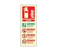 Water Fire Extinguisher Sign (Portrait) - 200mm x 75mm - FireShield (Photoluminescent)