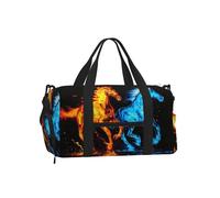 Water Fire Horse Gym Bag for Men Women, Galaxy Weekend Travel Duffle Bag with Shoe Compartment,Water-Resistant Sport Overnight Tote Dance Yoga Carry On Holdall