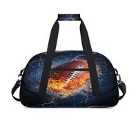 Water Fire Sports Football Duffel Bags for Women Men Kids Girls Boys Overnight Weekender Travel Bag 24L Sport Gym Duffel Bag Practice Tote Carry Bag
