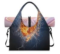 Water Fire Sports Football Sports Duffle Bag with Shoe Compartment Weekend Overnight Bags Tote Cabin Luggage Bag for Gym Yoga Travel