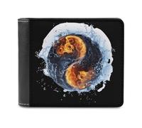 Water Fire Yin and Yang Printed Bifold Wallet with Hidden Compartments Pocket Money and Credit Card Holder for Men Women