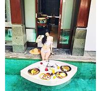 Water Float Tray,Swimming Pool Floating Serving Tray,Portable Floating Pool Tray, Stylish Serving Breakfast Tray on The Water, for Sandbars, Spas, Bath, Parties, Patio Furniture,White