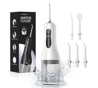 Water Flosser, 2025 Water Dental Flosser Remover with 4 Modes and 5 Replacement Nozzles, Water Flosser to Solve Oral Problems and Whiten Teeth, IPX7 Waterproof Double Flosser for Home Travel White