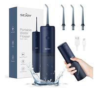 Water Flosser Dental Oral Irrigator Teeth Cleaner Portable Travel Rechargeable Cordless,IPX7 Electric Plaque Remover 3 Modes 3 Jet Tips 140ml Blue