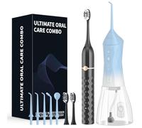 Water flosser+Electric Toothbrush Combination Set -5-Speed Sonic Electric Toothbrush, 4-Speed Portable Water flosser, Super Waterproof, a Great Gift for Friends (Blue)
