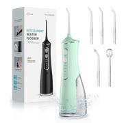Water Flosser for Teeth Cordless, 300ML Lager Tank Portable Oral Irrigator with DIY Adjustable Pressure & 4 Modes,IPX7 Waterproof, 30-Day Battery, 2-Min Smart Timer - Home Travel Dental Care, Green