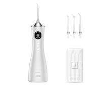 Water Flosser for Teeth Cordless, 300ML Portable Oral Irrigator with Screen Display, 3 Intensity Modes and 3 Flossing Tips, 60-Day Battery Life，IP68 Waterproof Dental Flosser for Home Alabaster