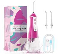 Water Flosser for Teeth Cordless & Oral Irrigator Dental Flosser, 350ML Portable flossers for Teeth Care Home Use and Travel, 3 Modes, Rosy Red