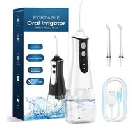 Water Flosser for Teeth Cordless & Oral Irrigator Dental Flosser, 350ML Portable flossers for Teeth Care Home Use and Travel, 3 Modes, White
