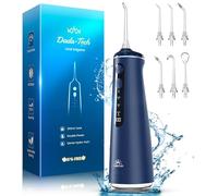 Water Flosser for Teeth Cordless Pick Dental Electric Oral Irrigator with 7 Jet Tips & 8 Pressure Modes, 300ML Tooth Flosser Rechargeable, IPX7 Waterproof, Tongue Cleaner for Braces & Travel (UK Blue)