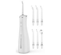 Water Flosser for Teeth Cordless Rechargeable with 4 Jet Tips 300ML Water Tank IPX7 Waterproof for Travel Home (Off-White)