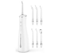 Water Flosser for Teeth Cordless Rechargeable with 4 Jet Tips 300ML Water Tank IPX7 Waterproof for Travel Home (White)