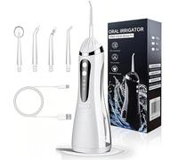 Water Flosser for Teeth,Rechargeable Water Flosser with Adjustable Water Pressure for Daily Oral Care,Power Dental Flosser,Portable Oral Irrigator for Orthodontic,Sensitive Gums, Braces Care (White)