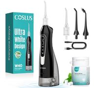 Water Flosser Pick W40(F5020E) with Whitening Mint Flavor Refill Combo for Teeth, Braces, Gums Care - Easy to Use, Portable for Coffee Lovers & Travel, Rechargeable, BPA-Free, Black