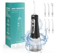 Water Flosser, Portable Oral Irrigator for Teeth with 5 Modes& 6 Replaceable Jet Tips, 300ML Rechargeable&IPX7 Waterproof Tooth Flosser for Home,Travel