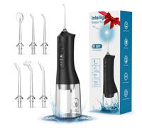 Water Flosser, Rechargeable 300ML IPX7 Waterproof Cordless Portable Oral Irrigator with 4 Modes & 6 Replaceable Jet Tips-Professional Flossing Cleaner for Daily Home Use,Travel,Gums,Braces Care-Black